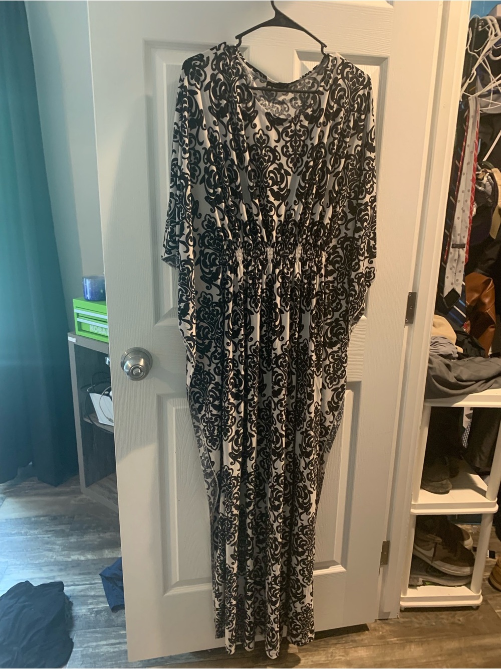 Black & White Floral Maxi Dress - Classic V-Neck